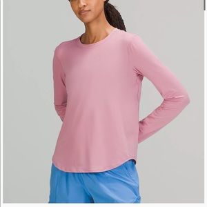 Lululemon new with tags High Neck Run and Train LS in pink taupe color